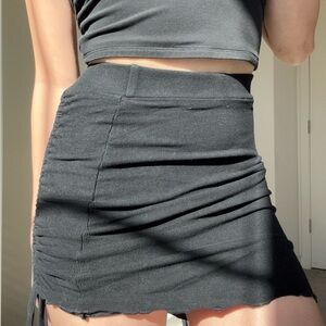 Black Ribbed Mini Skirt - Women